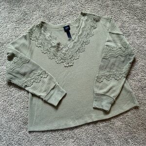 Daytrip Sage Lace-Accent Sweatshirt